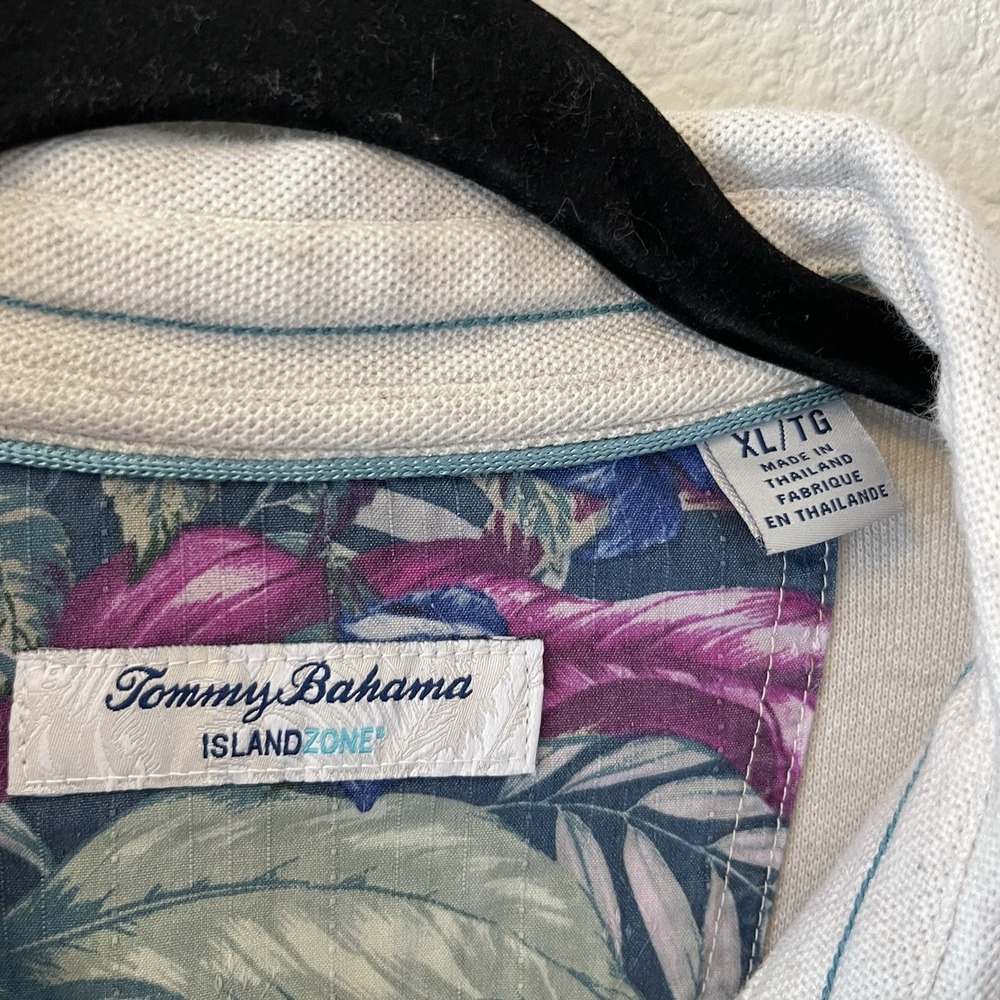 Tommy Bahama Shirt Mens XL Polo Long Sleeve Beige Islandzone Rugby Shirt - Picture 2 of 13
